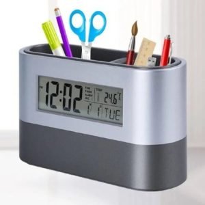 Led Desk Table Clock With Digital Lcd Screen Alarm (Multifunctional)